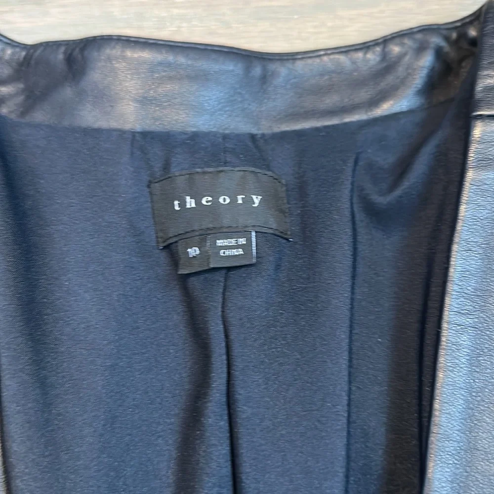 Theory Black Leather Women's Jacket - Picture 2 of 4